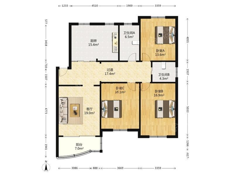 南 2004年建/70年 房源编号18574868 所属小区祥和花苑 所在区域松江