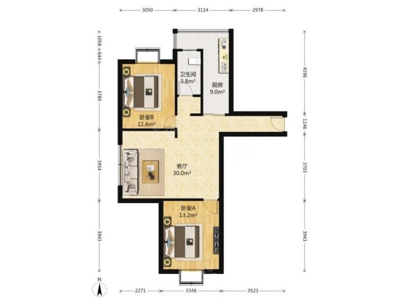 宁馨家园 2居 户型图